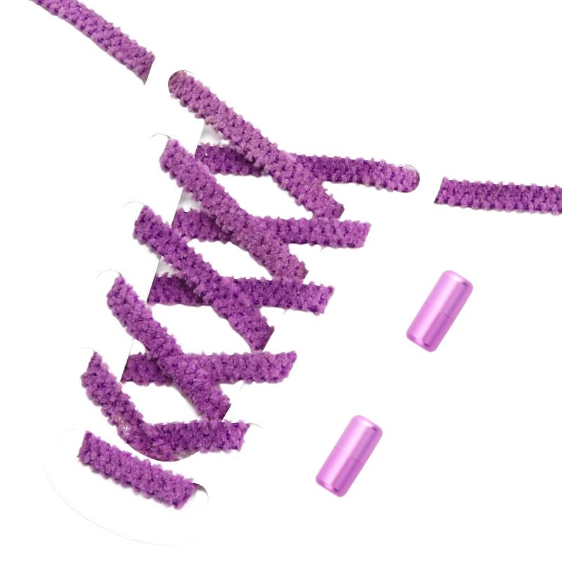 Fluffy elastische veters paars met draaisluiting voor casual schoenen en sportief gebruik