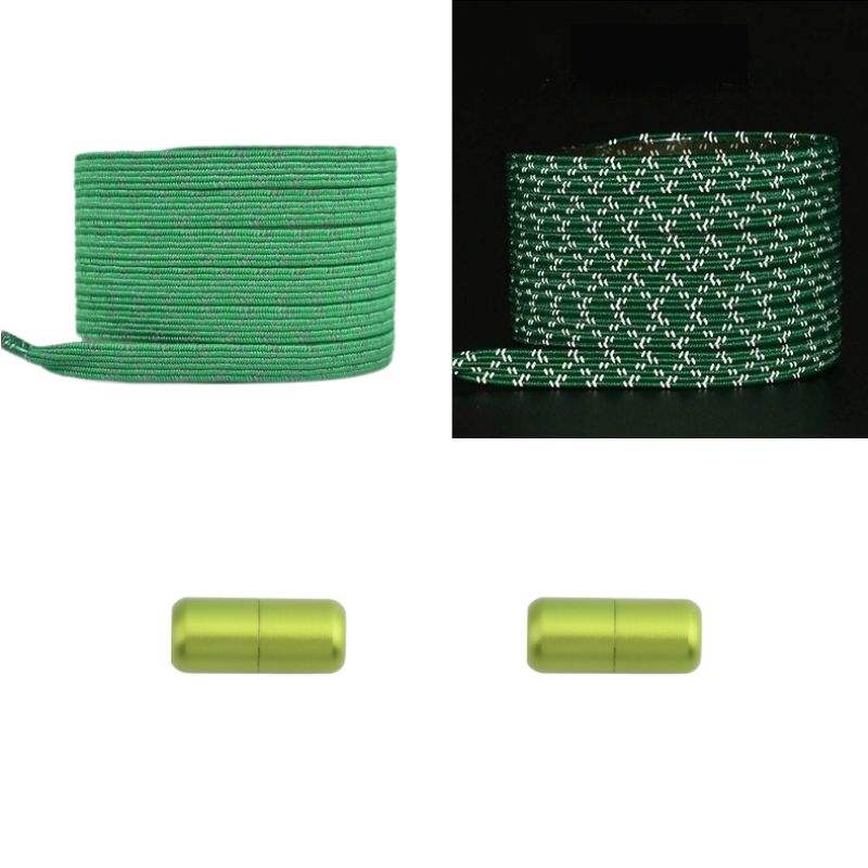 Reflecterende Elastische Veters Groen - 1 Paar