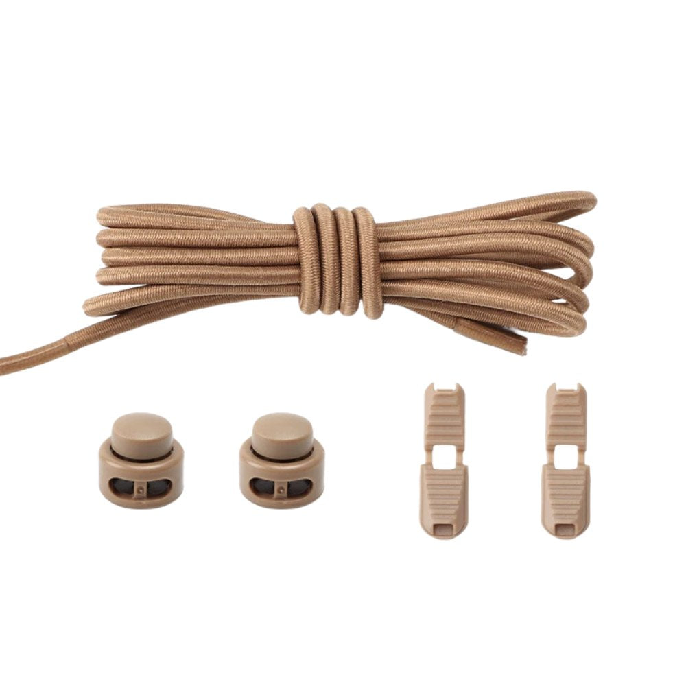 Elastische veters khaki dun 3mm met verstelbare sluiting voor sneakers en wandelen