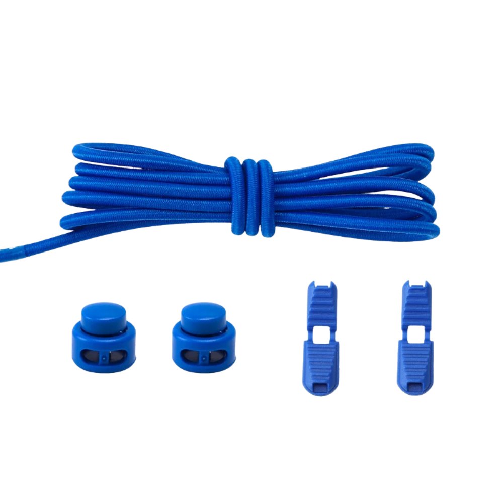 Elastische veters blauw dun 3mm met verstelbare sluiting voor hardloopschoenen en triathlon