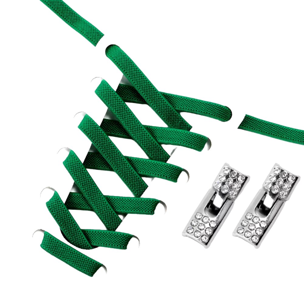 Groene elastische veters 9 mm met rhinestone haaksluiting voor een unieke en opvallende stijl
