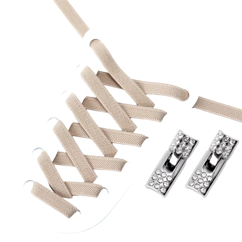 Khaki elastische veters 9 mm met rhinestone haaksluiting voor een glamoureuze en opvallende stijl