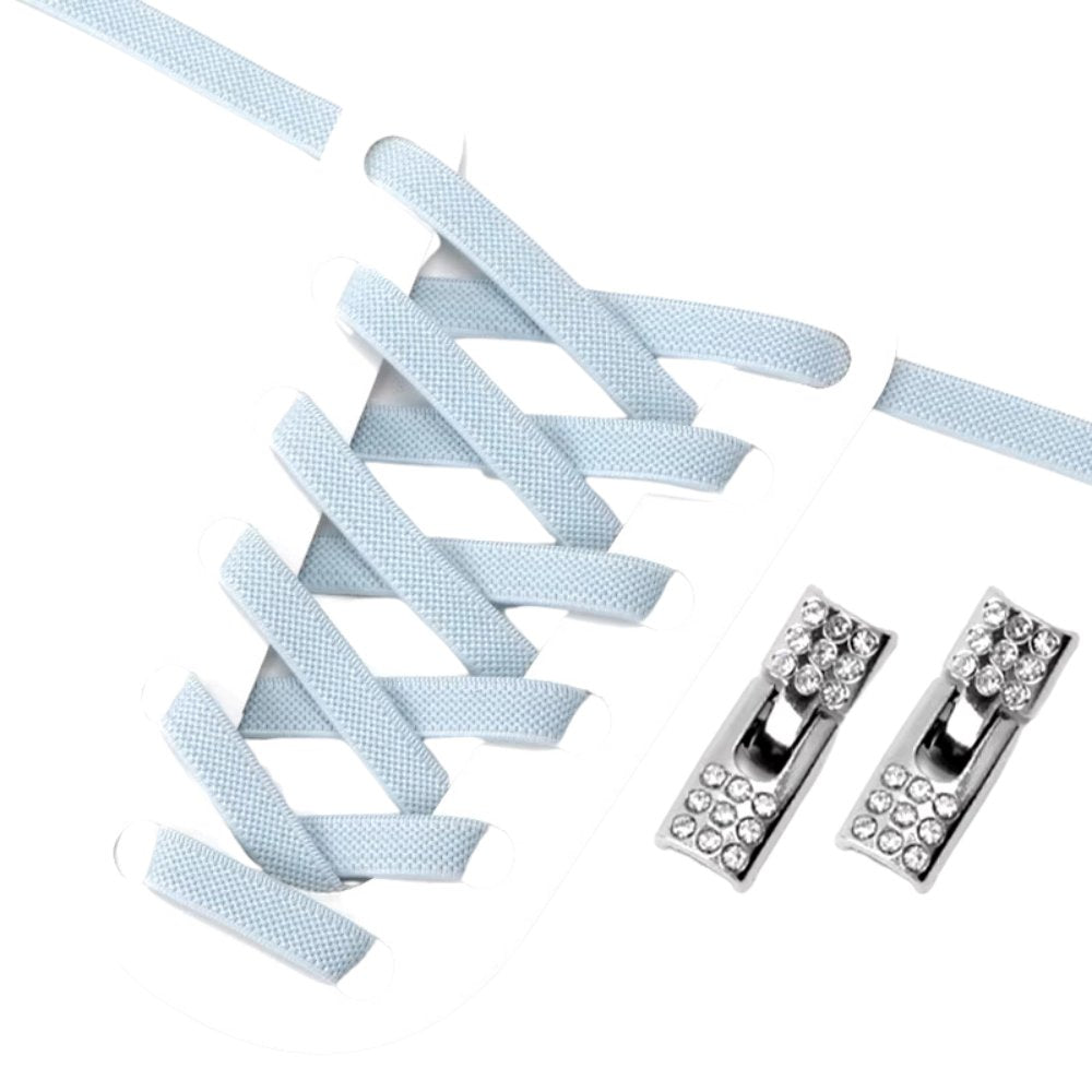 Lichtblauwe elastische veters 9 mm met rhinestone haaksluiting voor een elegante en moderne uitstraling