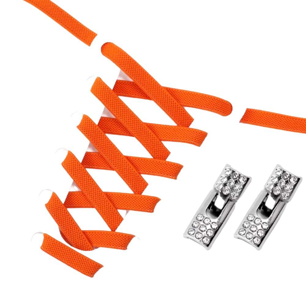 Oranje elastische veters 9 mm met rhinestone haaksluiting voor een speelse en glamoureuze look