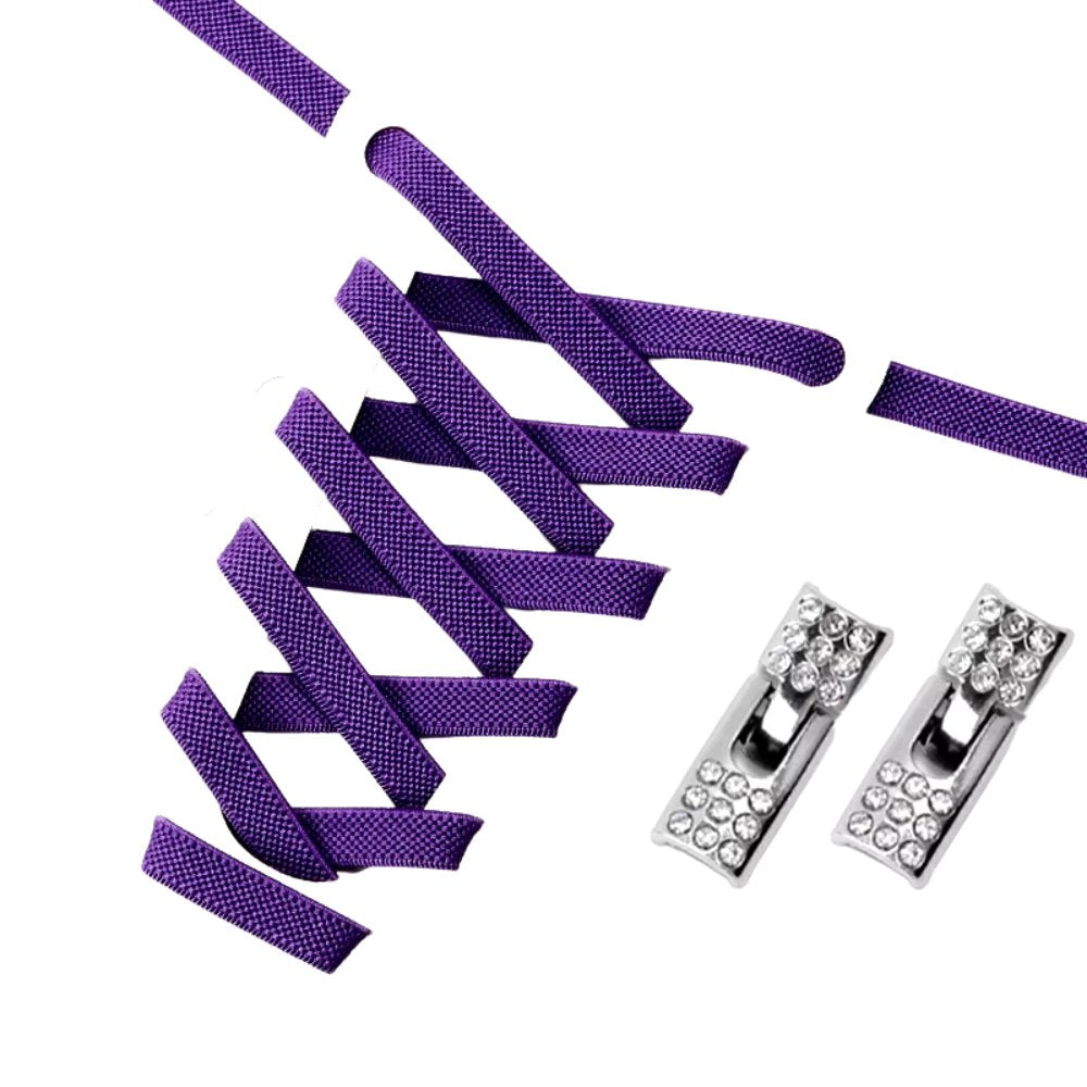 Paarse elastische veters 9 mm met rhinestone haaksluiting voor een stijlvolle en opvallende look