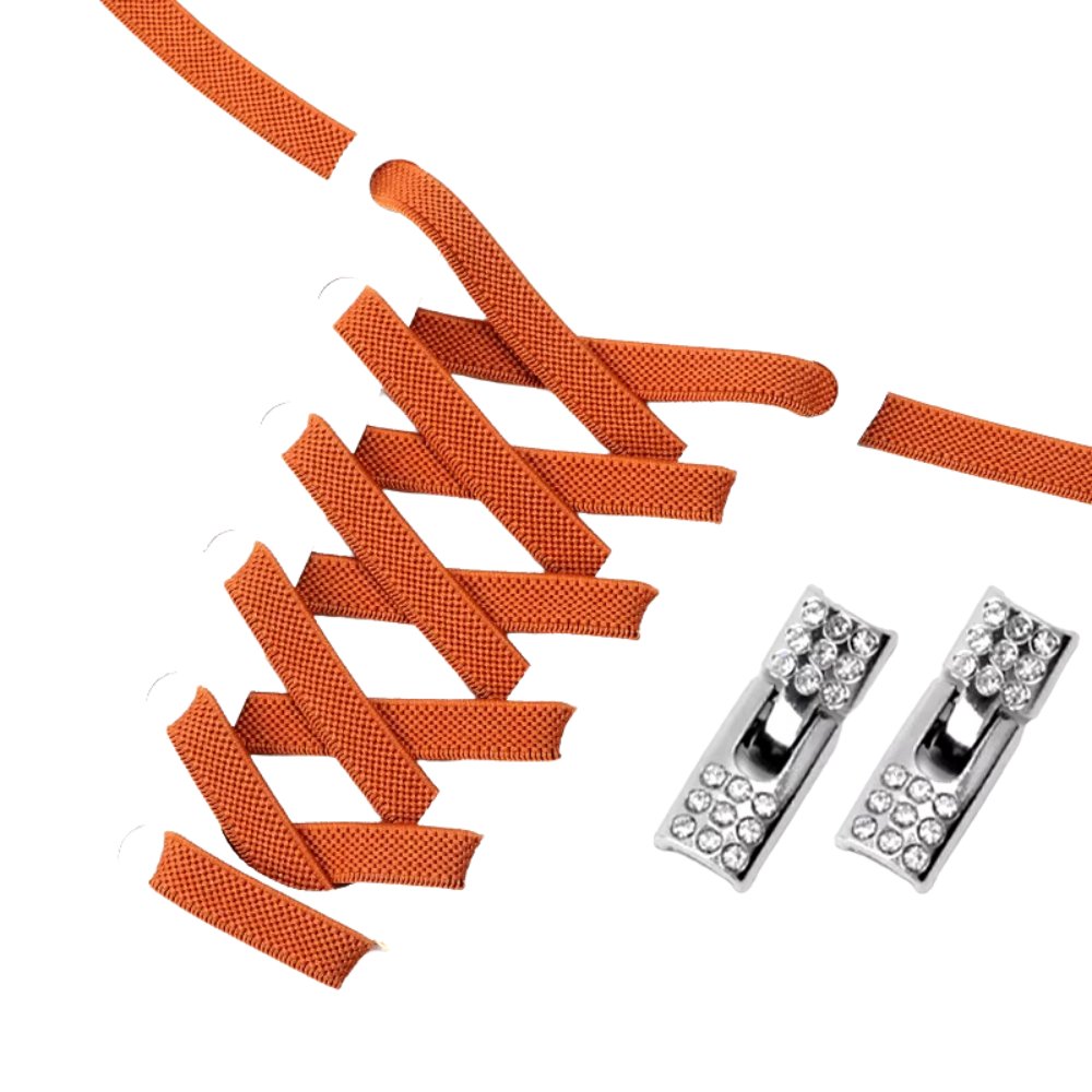 Bruine elastische veters 9 mm met rhinestone haaksluiting voor een elegante en klassieke uitstraling