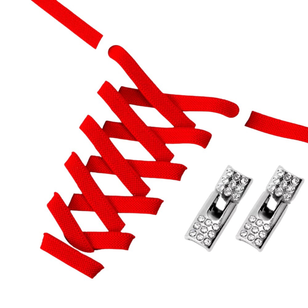 Rode elastische veters 9 mm met rhinestone haaksluiting voor een modieuze en elegante stijl