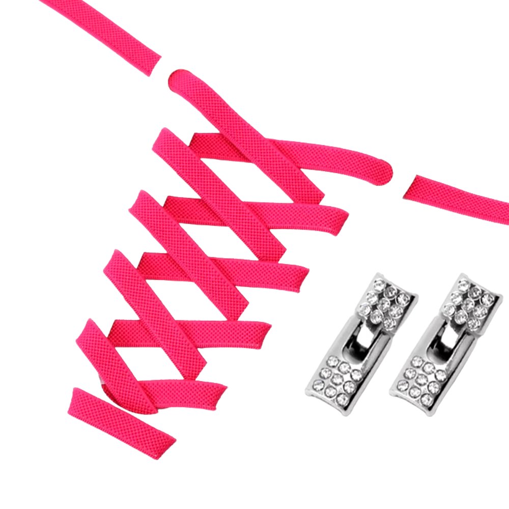 Rozerode elastische veters 9 mm met rhinestone haaksluiting voor een sprankelende en elegante stijl