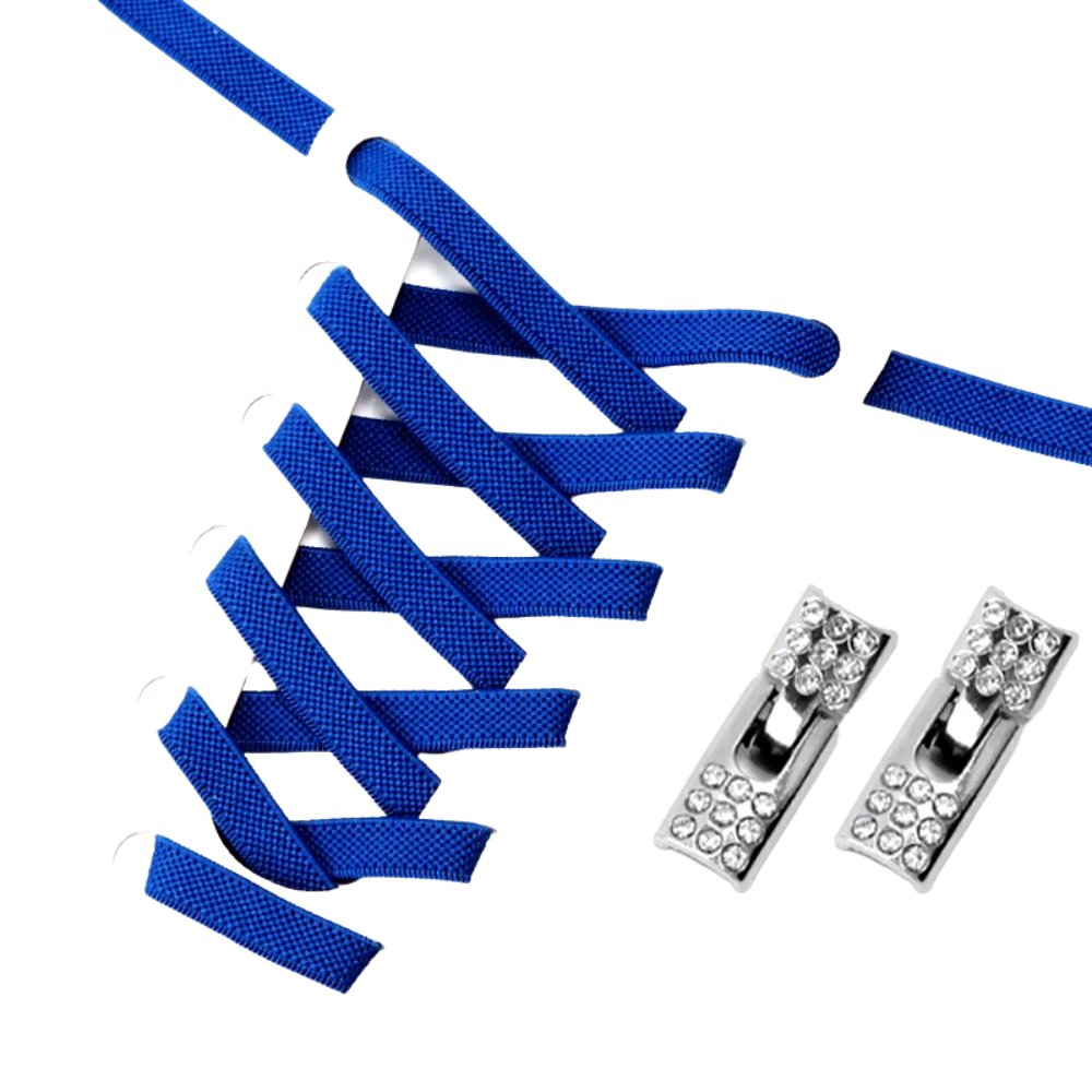 Blauwe elastische veters 9 mm met rhinestone haaksluiting voor een opvallende en stijlvolle uitstraling