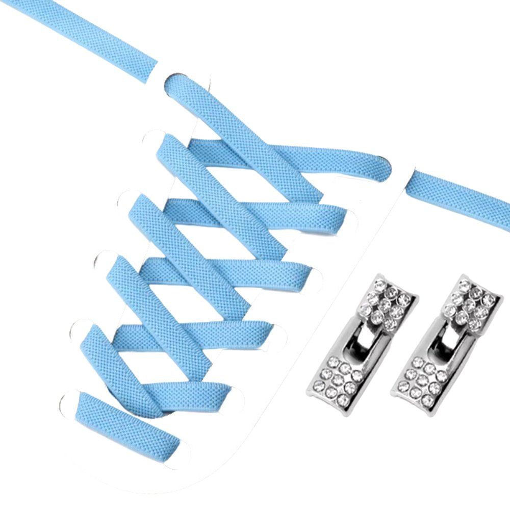 Hemelsblauwe elastische veters 9 mm met rhinestone haaksluiting voor een serene en elegante look