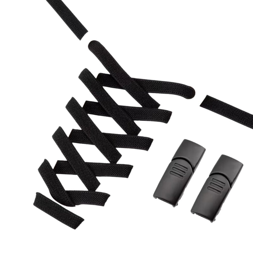 Zwarte elastische veters 9 mm met magneetsluiting voor een klassieke look en comfortabele pasvorm