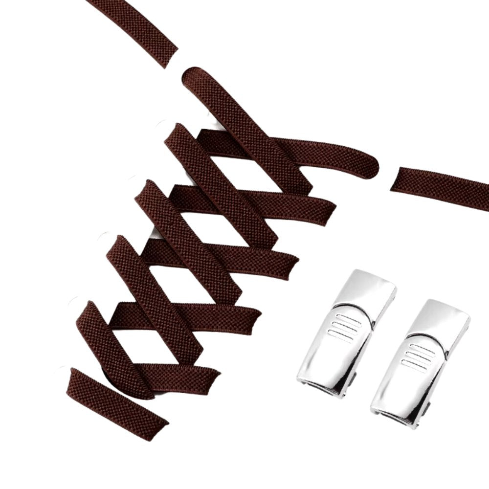 Donkerbruine elastische veters 9 mm met magneetsluiting voor een warme en elegante look