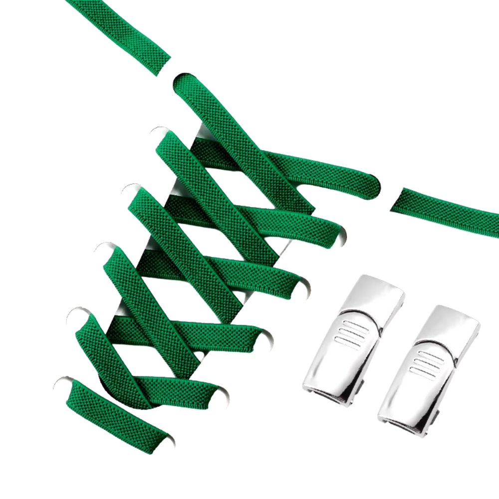 Groene elastische veters 9 mm met magneetsluiting voor een natuurlijke en comfortabele look