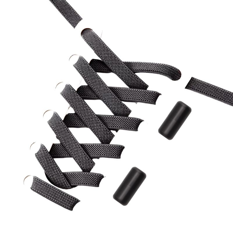 Donkergrijze elastische veters 9 mm met draaicapsule sluiting, stevig en praktisch in gebruik