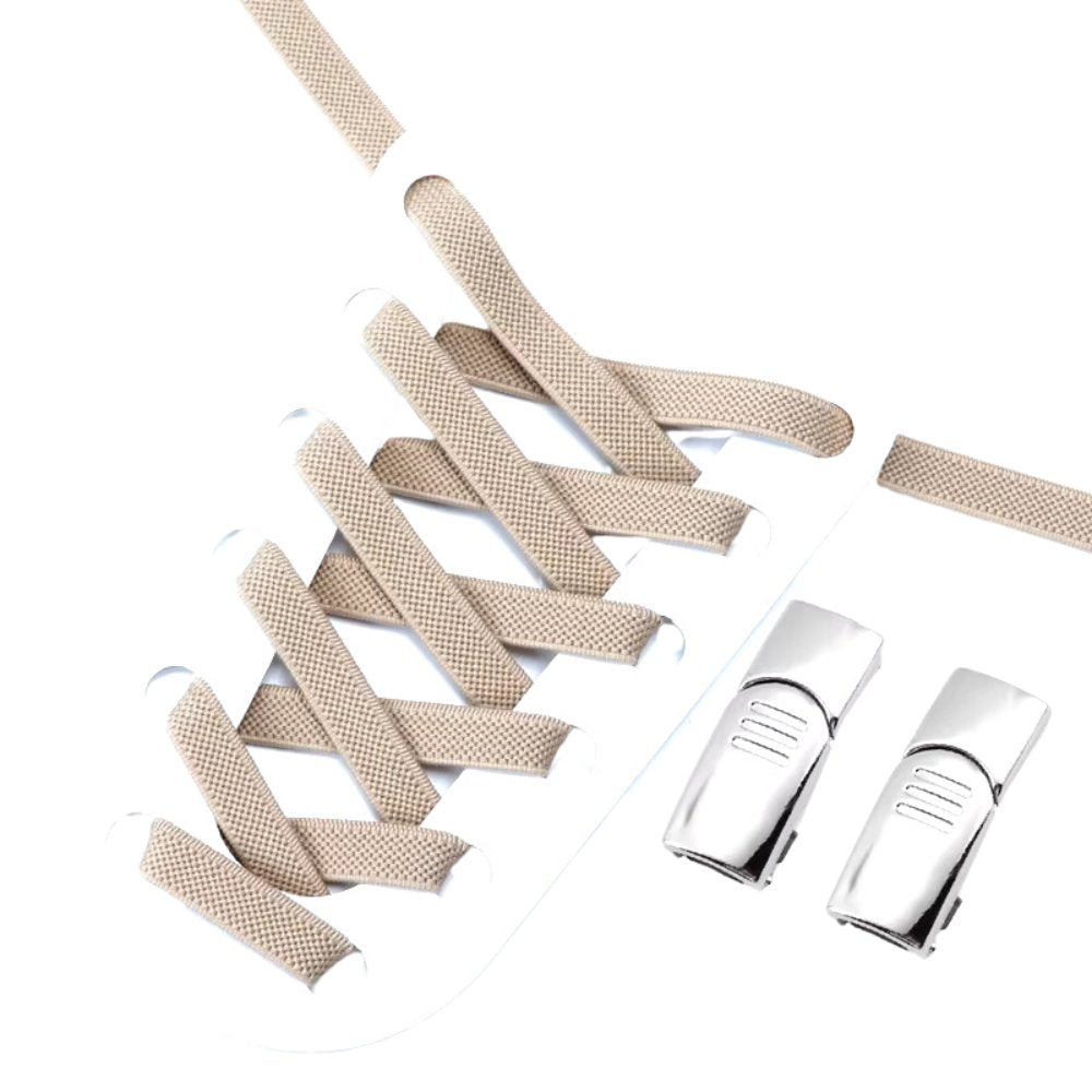 Khaki elastische veters 9 mm met magneetsluiting voor een neutrale en praktische pasvorm