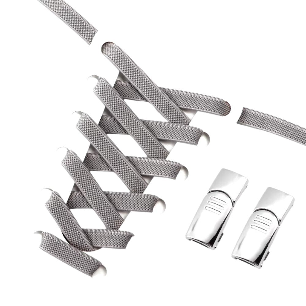 Grijze elastische veters 9 mm met magneetsluiting voor een neutrale stijl en stevige pasvorm