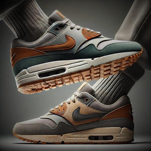 Hoe vallen Nike Air Max 1 afgebeeld waarbij stappen van beide kanten worden gezet
