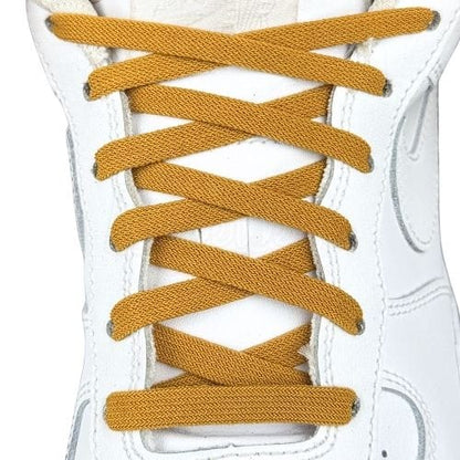 Elastische veters zonder strikken vintage 8mm onzichtbare clipjes cognac met stretch uitgerekt uitgelichte afbeelding