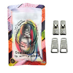 Elastische veters zonder strikken bling bling 6mm haak zilveren sluiting groen regenboog in luxe verpakking