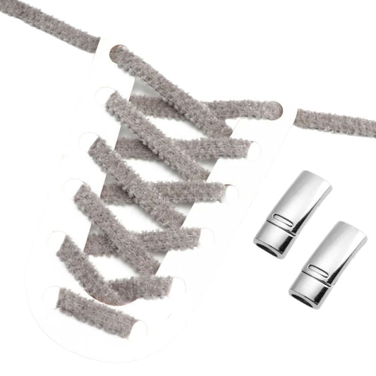 Fluffy elastische veters donkergrijs met magnetische sluiting voor sneakers en stevige schoenen
