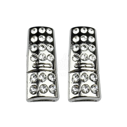 Elastische veters bling magneet sluiting zilver geschikt voor elastische veters van 6 tot 9 mm breed