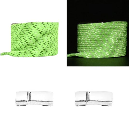 Elastische veters fluorescerend groen reflecterend plat met capsulesluiting voor hardloopschoenen en veiligheid