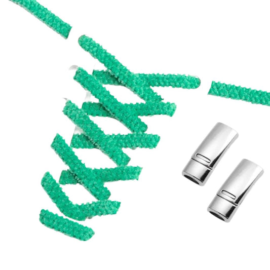 Fluffy elastische veters groen met magnetische sluiting voor sneakers en outdoor schoenen