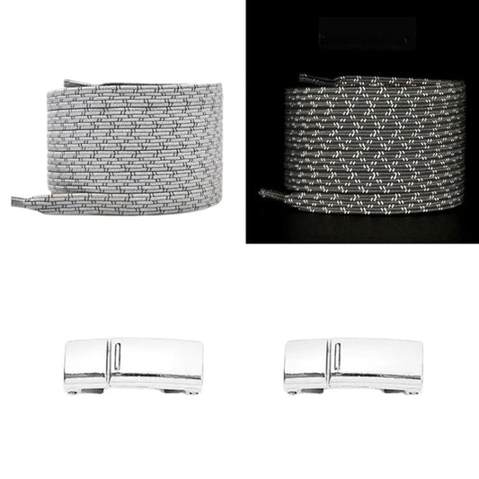 Elastische veters grijs reflecterend plat met magneetsluiting voor casual schoenen en sportief gebruik