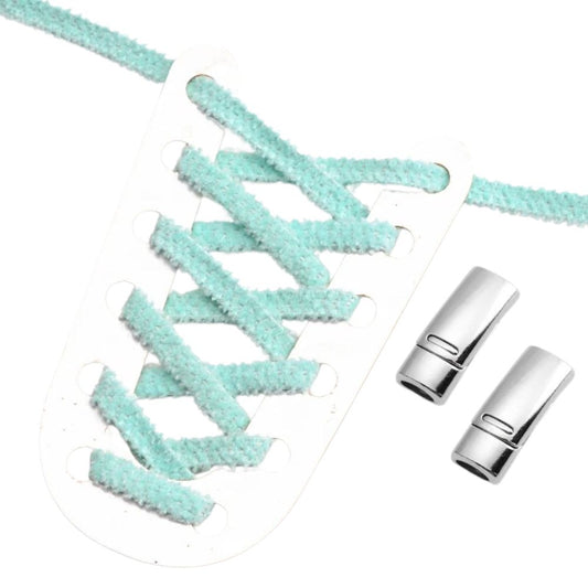 Fluffy elastische veters hemelsblauw met magnetische sluiting voor kinderschoenen en sneakers