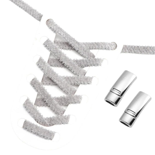 Fluffy elastische veters grijs met magnetische sluiting voor sneakers en casual schoenen
