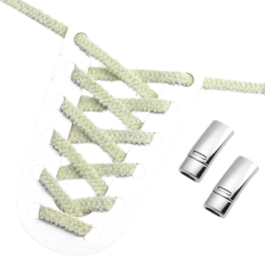 Fluffy elastische veters lichtgroen met magnetische sluiting voor sneakers en sportieve schoenen