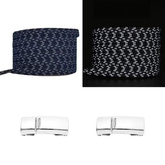Elastische veters marineblauw reflecterend plat met magneetsluiting voor sneakers en sportief gebruik