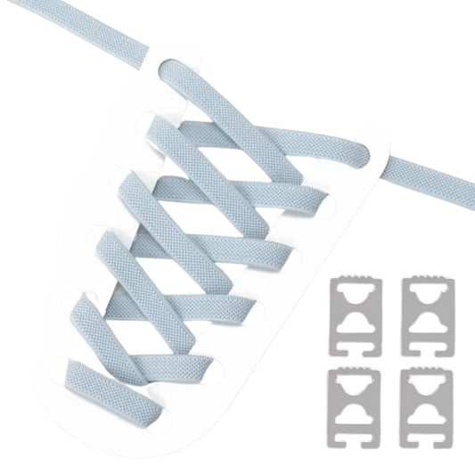 Lichtblauwe elastische veters 9 mm met onzichtbare clip en anti-slip structuur voor een frisse uitstraling