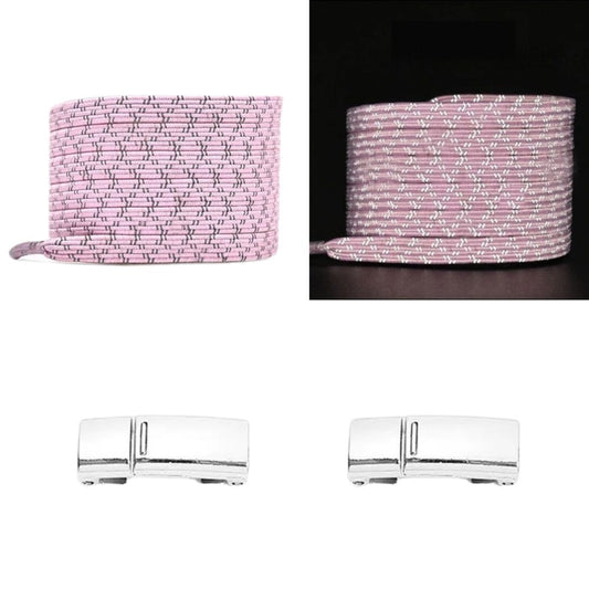 Elastische veters roze reflecterend plat met magneetsluiting voor kinderschoenen en sneakers