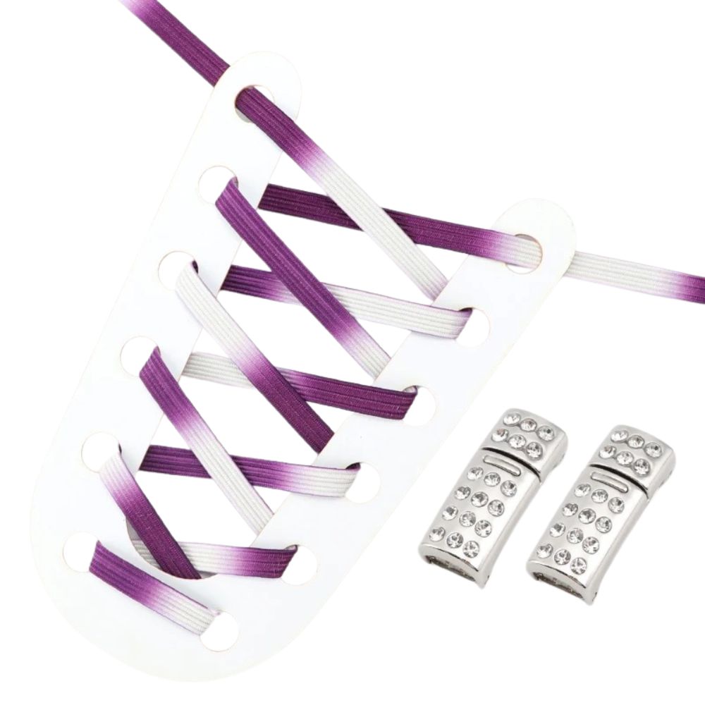 Paarse kleurovergang elastische veters met rhinestone magneetsluiting voor snelle en modieuze schoenen