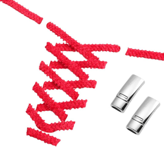 Fluffy elastische veters rood met magnetische sluiting voor sneakers en sportschoenen