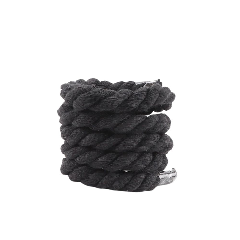 Rope laces extra dik zwart opgerold