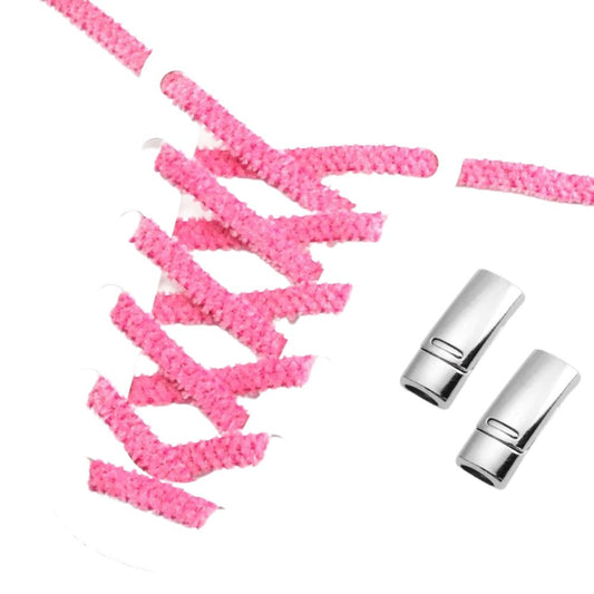 Fluffy elastische veters rozenrood met magnetische sluiting voor sneakers en sportieve schoenen