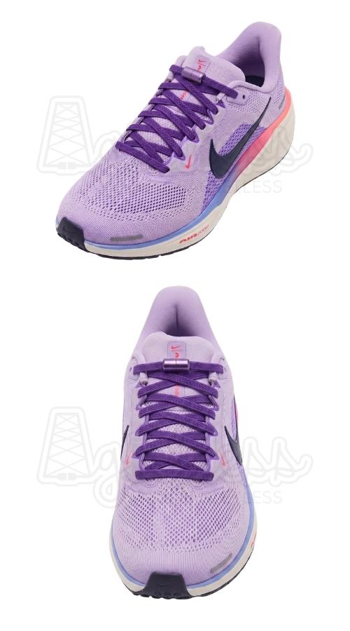 Lila hardloopschoenen met paarse elastische veters, plat 6mm capsule