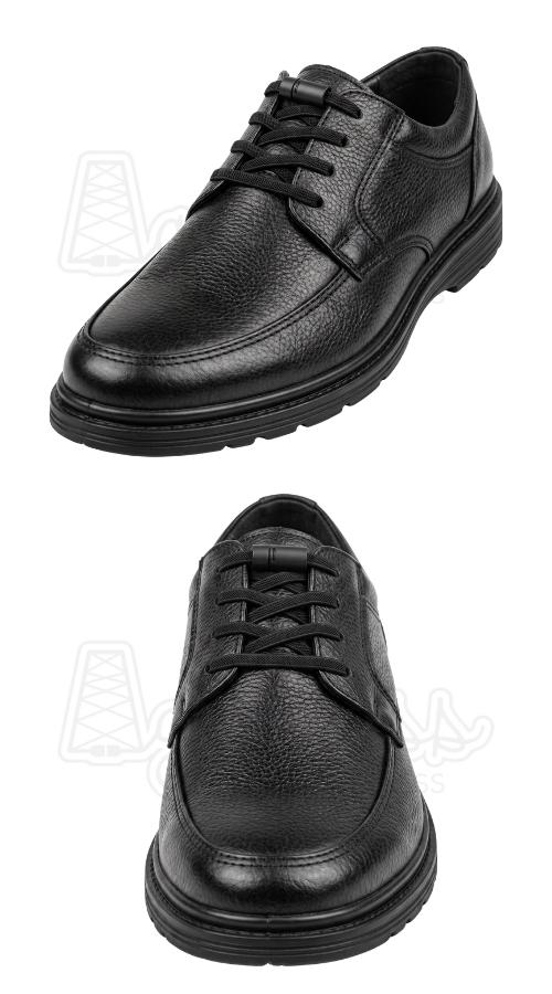 Zwarte nette schoenen met zwarte elastische veters, plat 6mm magneet