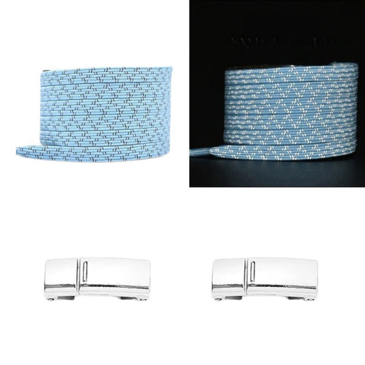 Elastische veters hemelsblauw reflecterend plat met magneetsluiting voor sneakers en frisse uitstraling
