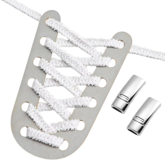 Fluffy elastische veters wit met magnetische sluiting voor sneakers en sportschoenen