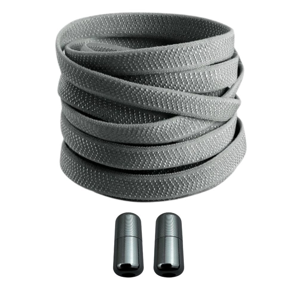 Productafbeelding van platte elastische veters van 8 mm met capsule sluiting in de kleur donkergrijs