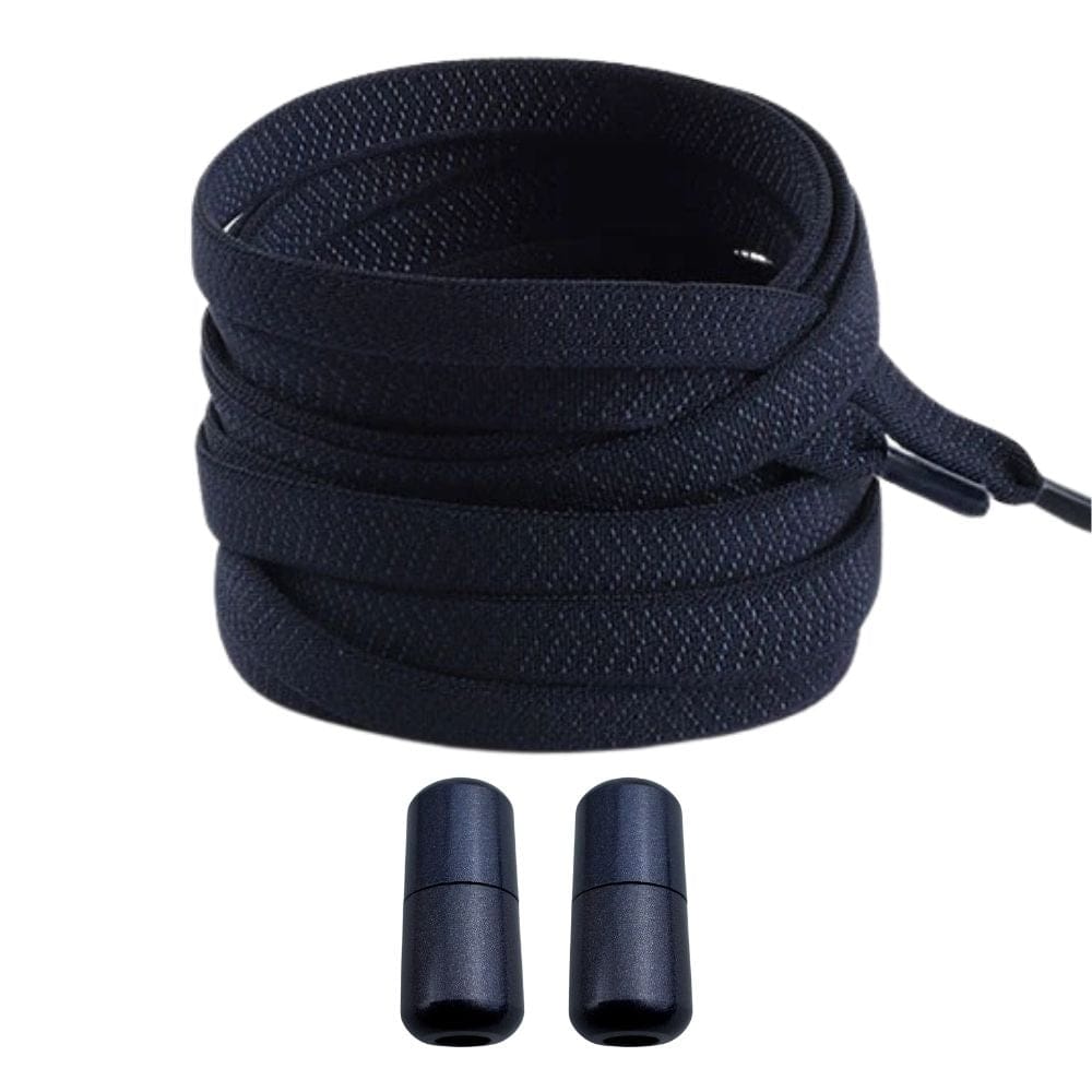 Productafbeelding van platte elastische veters van 8 mm met capsule sluiting in de kleur marineblauw