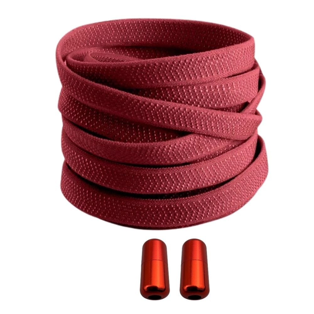 Productafbeelding van platte elastische veters van 8 mm met capsule sluiting in de kleur wijnrood