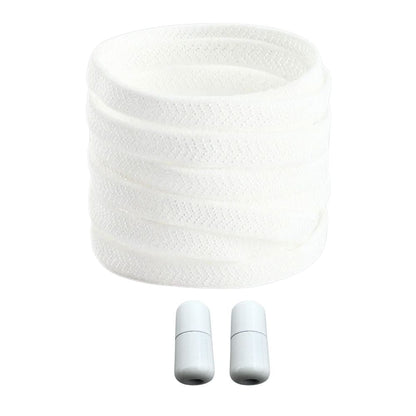 Productafbeelding van platte elastische veters van 8 mm met capsule sluiting in de kleur wit