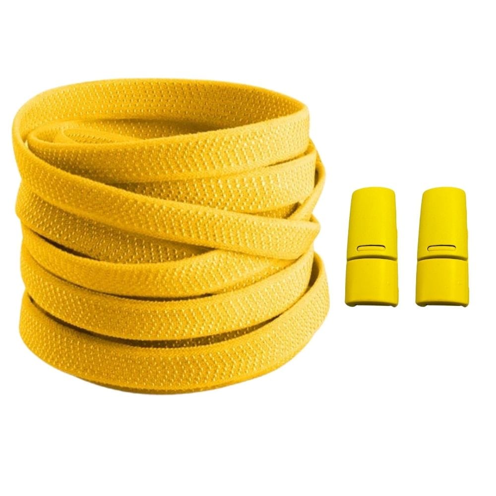 Productafbeelding van platte elastische veters van 8 mm met magneetsluiting in de kleur geel