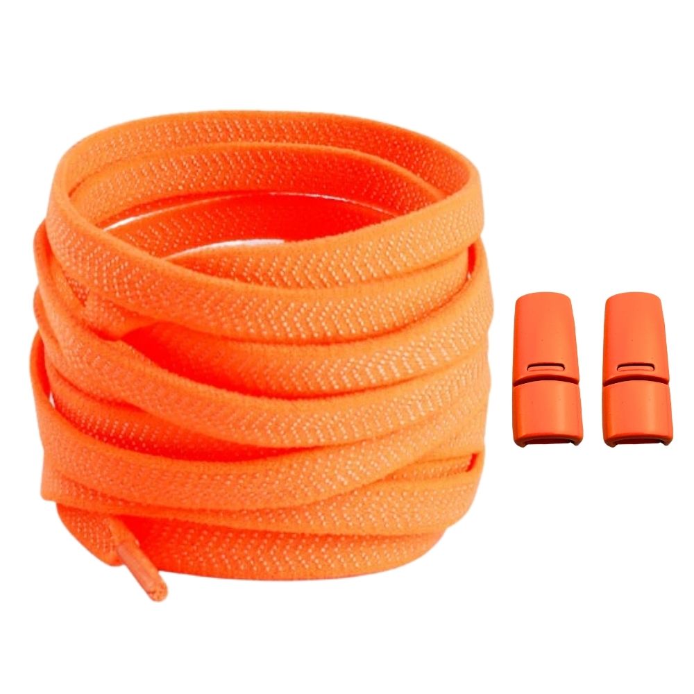 Productafbeelding van platte elastische veters van 8 mm met magneetsluiting in de kleur oranje