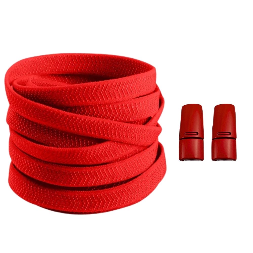 Productafbeelding van platte elastische veters van 8 mm met magneetsluiting in de kleur rood