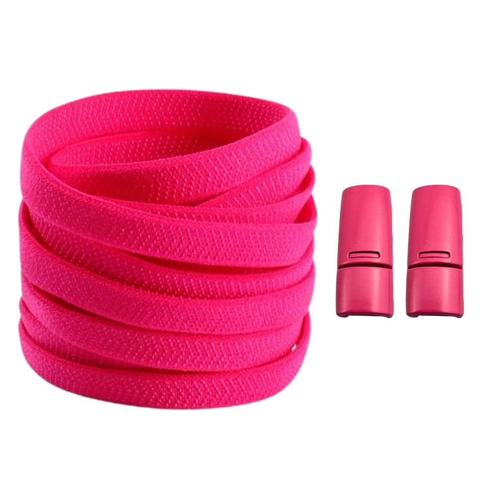 Productafbeelding van platte elastische veters van 8 mm met magneetsluiting in de kleur rozenrood